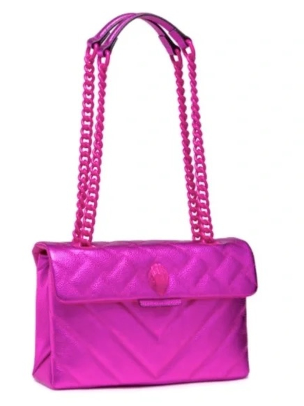 Kurt Geiger Hot Pink Quilted Shoulder Bag with Double Chain Straps